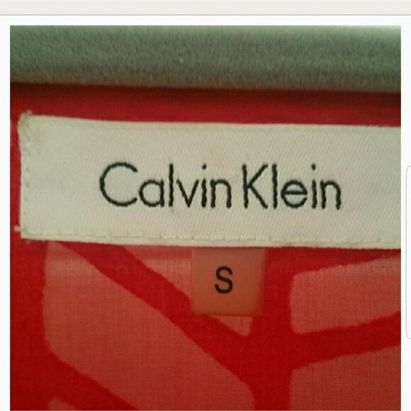 Calvin Klein Long Sleeve Lace Blouse Red Small - Picture 2 of 6